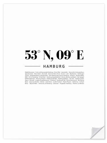 Wall sticker Coordinates - Hamburg