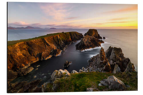 Aluminium print Rugged rocky coast in the soft evening light