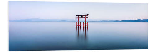 Print på skumplade Torii des Shirahige Schreins am See Biwa