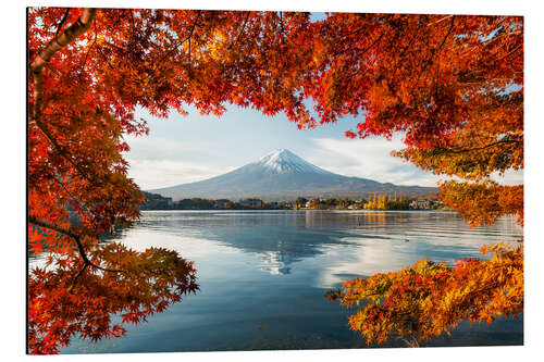 Alumiinitaulu Mount Fuji Behind Lake Kawaguchiko IV