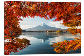 Tableau en aluminium Mont Fuji et lac Kawaguchi