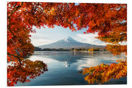 Print på skumplade Mount Fuji Behind Lake Kawaguchiko IV