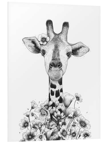 Hartschaumbild Giraffe mit Blumen