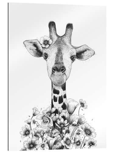 Gallery print Giraffe with flowers