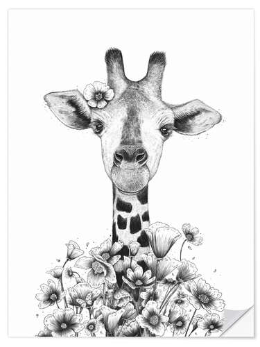 Wandsticker Giraffe mit Blumen