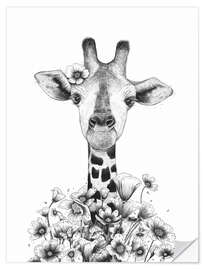 Wall sticker Giraffe with flowers