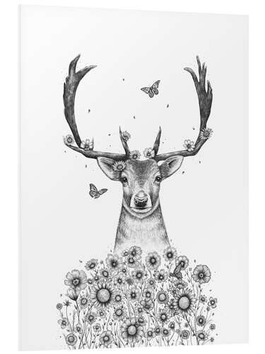 Foam board print Deer with flowers