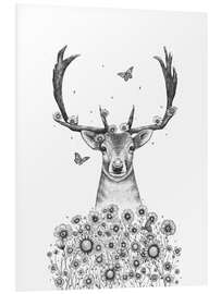 Foam board print Deer with flowers