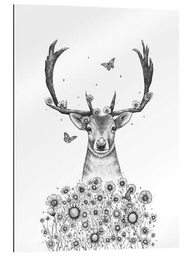 Gallery print Deer with flowers