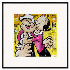 Impressão artística com moldura Popeye e Olive
