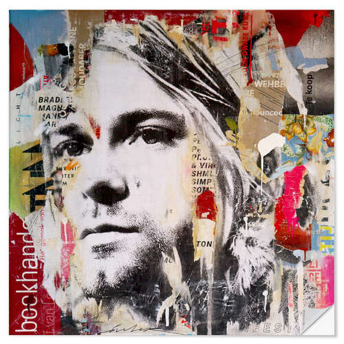 Sticker mural Kurt Cobain