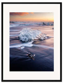 Impression artistique encadrée Islande au coucher du soleil