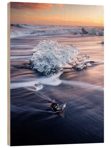 Cuadro de madera Islandia durante el atardecer
