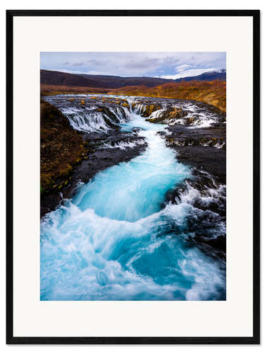 Ingelijste kunstdruk Bruarfoss waterfall, Iceland