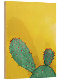 Wood print Spiky Cactus