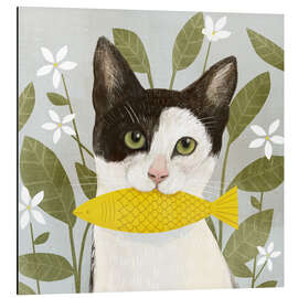 Magnettafel Hübsche Katze mit Fisch