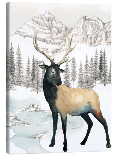 Canvas print Deer in winter landscape