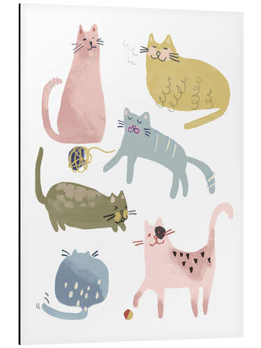 Aluminium print Six nice cats