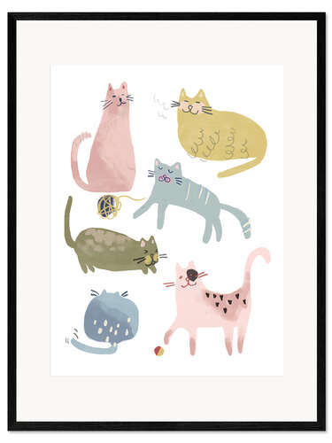 Framed art print Six nice cats