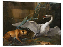 Foam board print Swan attacked by a dog