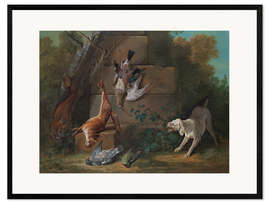 Framed art print Dog guards dead game