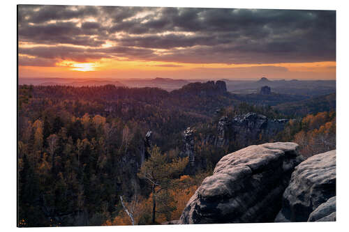 Alubild Sonnenuntergang am Carolafelsen