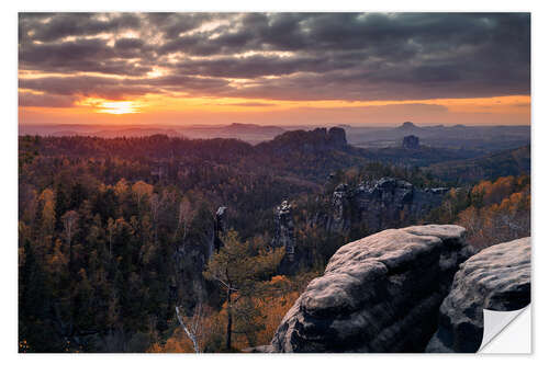 Selvklebende plakat Sunset at the Carolafelsen