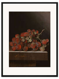 Gerahmter Kunstdruck Trauben auf einer Steinplatte