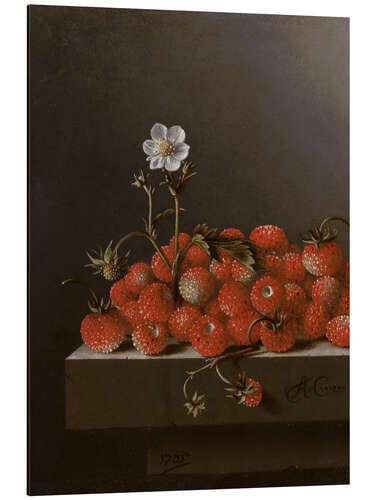 Print på aluminium Still life with wild strawberries