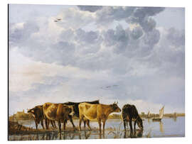 Tableau en aluminium Vaches dans une rivière