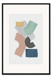 Gerahmter Kunstdruck Pastellfarbene Blöcke