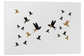 Foam board print Origami birds III