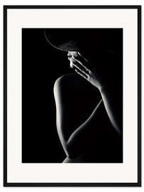 Gerahmter Kunstdruck Frau mit schwarzem Hut