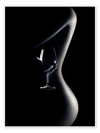 Wall print  Nude with Wine Glass I - Johan Swanepoel