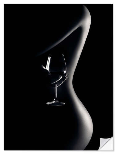 Naklejka na ścianę Nude with Wine Glass I