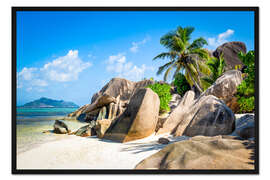 Gerahmter Kunstdruck Traumstrand auf den Seychellen