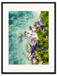 Gerahmter Kunstdruck Seychellen Luftaufnahme