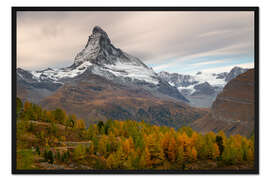 Gerahmter Kunstdruck Matterhorn im Herbstkleid, Schweiz