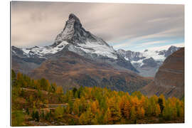 Quadro em plexi-alumínio Matterhorn em vestido de outono, Suíça