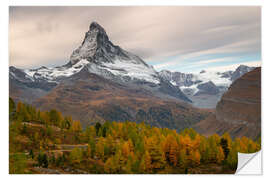 Naklejka na ścianę Matterhorn in autumn dress, Switzerland