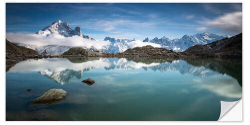 Selvklebende plakat Lac Blanc vor der Mont-Blanc-Gruppe