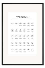 Gerahmter Kunstdruck Wasch- &amp; Pflegesymbole (dänisch)