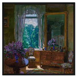 Gerahmter Kunstdruck Interieur mit Flieder