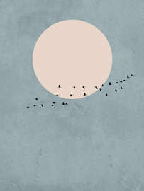 Magnettafel Vogelzug zu Vollmond