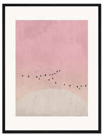 Gerahmter Kunstdruck Vogelzug zu Sonnenaufgang