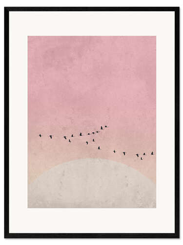 Framed art print Bird migration at sunrise