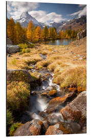 Aluminium print Grindjesee with Matterhorn, Switzerland