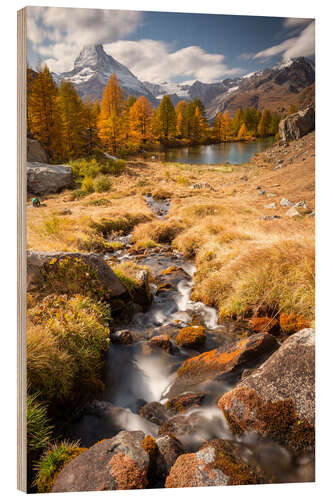 Cuadro de madera Grindjesee con Matterhorn, Suiza