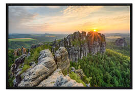 Gerahmter Kunstdruck Schrammsteinaussicht, Sächsische Schweiz