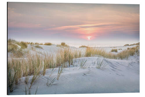 Aluminium print Sunrise in the dunes on Sylt